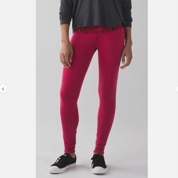 Lululemon Wunder Under reversible cropped legging in Red/Snake and Orange. Sz 8 - Picture 7 of 8